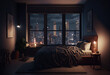 a bedroom, new york cityscape Generative AI