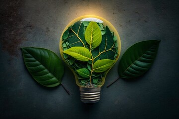 Wall Mural - concept of renewable energy, eco friendly light bulb,  generative ai