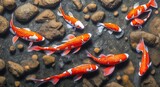Fototapeta Do akwarium - Red koi fish in the water. AI generated.