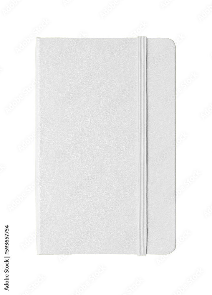 Blank closed notebook isolated on white