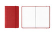 Red closed and open notebooks isolated on transparent background