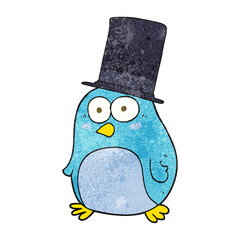 textured cartoon bird wearing top hat