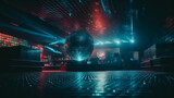 Fototapeta Sport - Disco ball night club with lights lasers and smoke. Al generated