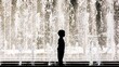© Vasil Nikolaev Nikolov/Wirestock Creators - Child's silhouette standing against sunlit fountains