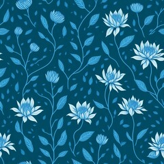  Seamless pattern with flowers. Created with Generative AI Technology