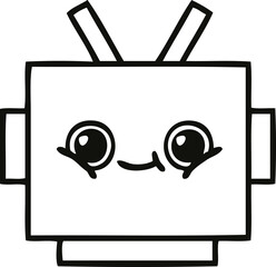 line drawing cartoon robot head