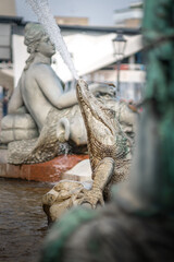 Canvas Print - Crocodile Sculpture detail at Neptune Fountain - Berlin, Germany