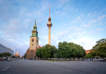 Wall Mural - St. Mary Church and TV Tower (Fernsehturm) - Berlin, Germany