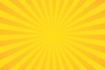 Wall Mural - Yellow comics background. Abstract lines backdrop. Bright sunrays. Design frames for title book. Texture explosive polka. Beam action. Pattern motion flash. Rectangle fast boom. Vector illustration
