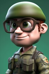 Wall Mural - a cartoon army soldier