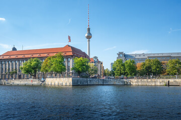 Poster - Berlin Mitte Skyline with TV Tower (Fernsehturm) and Spree River - Berlin, Germany