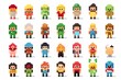 © Iryna - Many different pixel characters isolated on white background. Generative ai.