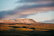 Sunset Light Over Pen-y-ghent In Snow