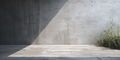 Wall Mural - Concrete wall and floor background for product display or mock up, three dimensional showroom. Background. Mockup. Generative AI. Abstract white interior of an empty room with concrete walls