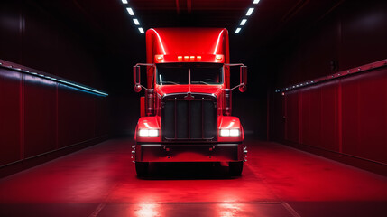 Wall Mural - red truck on the highway