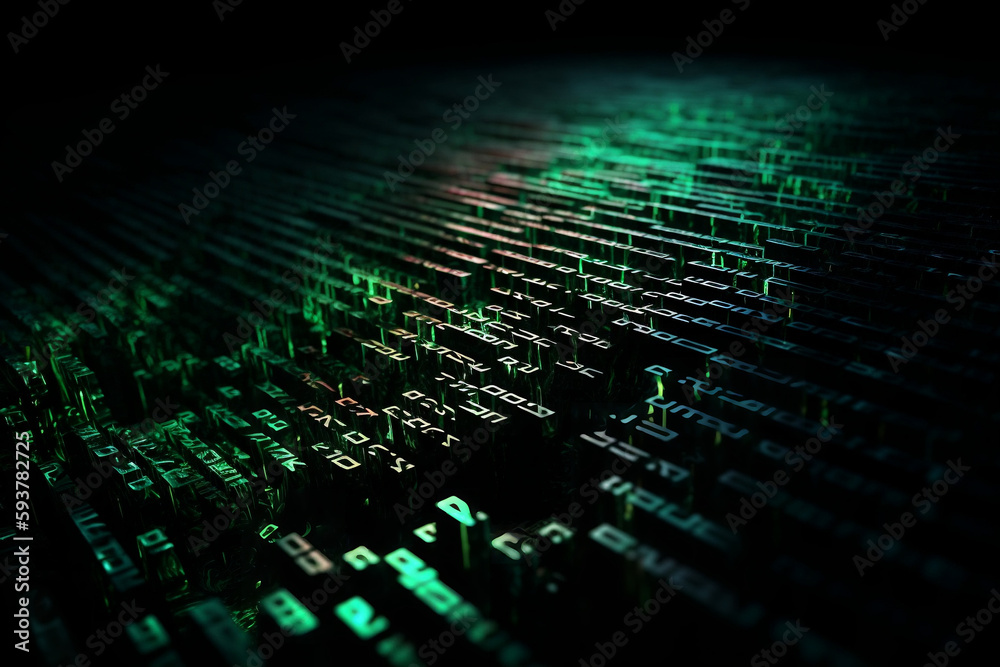 Rendering of Futuristic Binary: Intricate Data Matrix Unfolding ...