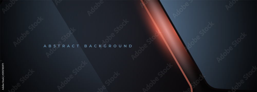 Black and orange modern abstract wide banner with diagonal shapes and ...