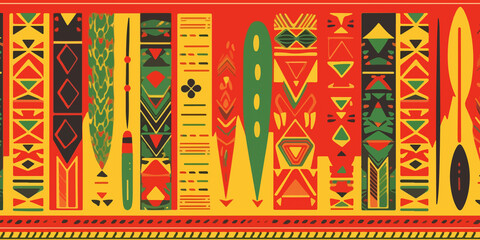 Wall Mural - hand drawn tribal seamless pattern for juneteenth
