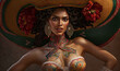 Generative AI.  Vintage Vibes: A Cinco de Mayo Celebration with a Pin-Up Flair and a Beautiful Model in a Striking Sombrero.