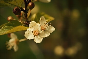 Poster - vibrant flower blossom on a tree branch. Generative AI