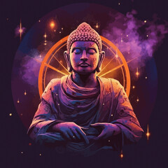 Wall Mural - lord buddha made of galaxy and stars, cosmos