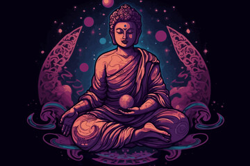 Wall Mural - lord buddha made of galaxy and stars, cosmos