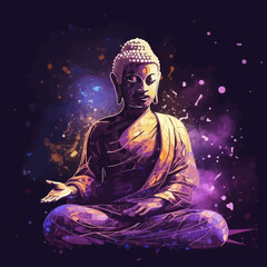 Wall Mural - lord buddha made of galaxy and stars, cosmos