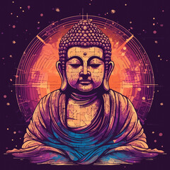 Wall Mural - lord buddha made of galaxy and stars, cosmos