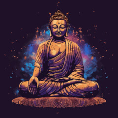 Wall Mural - lord buddha made of galaxy and stars, cosmos