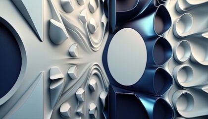 abstract white blue metal background, digital art illustration, Generative AI