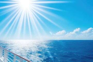 Sticker - Cruise Ship sailing across the ocean under a bright sun. Generative AI