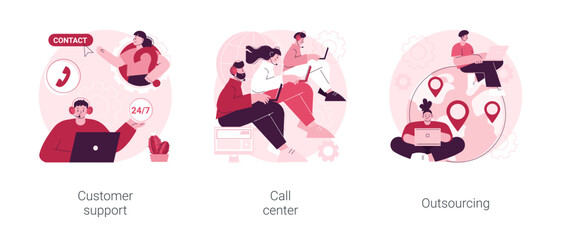 Poster - buyer helpline abstract concept vector illustration set. customer support, call center, outsourcing 
