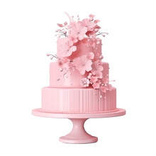 Pink Wedding Cake Isolated On Transparent Background, Generative AI