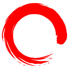 Zen Red Circle Brush Stroke Japanese Painting Art