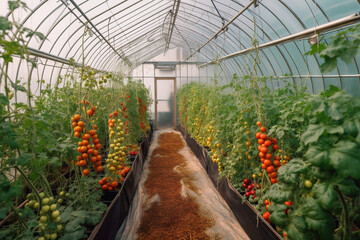 Wall Mural - Organic fresh vegetable greenhouse