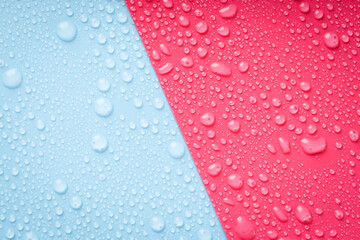 Two tone color background with water drops