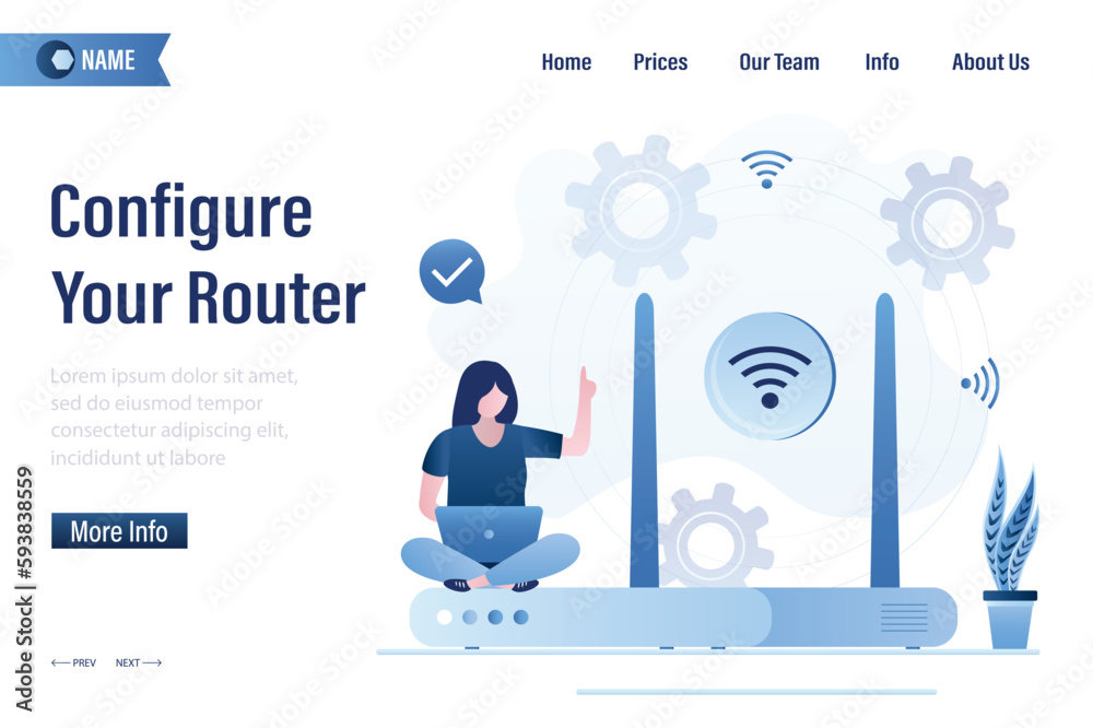 Welcome Router Template Configure your router, landing page template. Smart woman setup ...