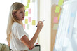 © DragonImages - Pensive serious businesswoman drawing chart on whiteboard when getting ready for presentation