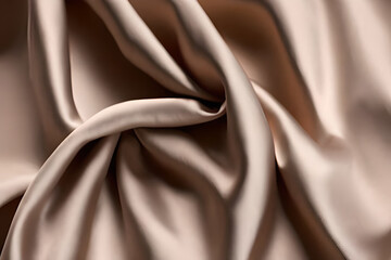 Creamy satin or silk fabric wavy texture and pattern background background.