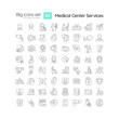 © bsd studio - Medical center services linear icons set. Primary healthcare. Urgent care. Hospital consultancy. Customizable thin line symbols. Isolated vector outline illustrations. Editable stroke