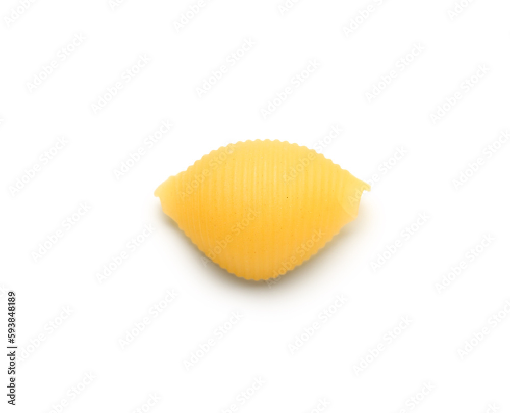 Raw conchiglie pasta isolated on white background