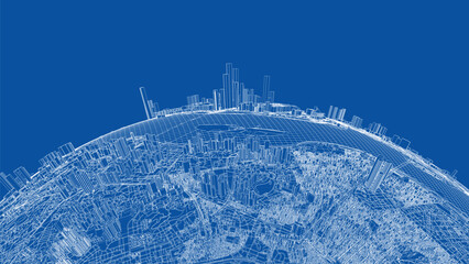 Poster - 3d city sphere. vector rendering of 3d