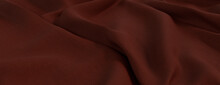 Deep Red Textile With Wrinkles And Folds. Luxury Surface Banner.