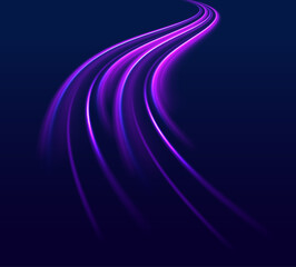 Leinwandbilder - Light dynamic effect. Curve light effect of purple line. Luminous blue circle. 