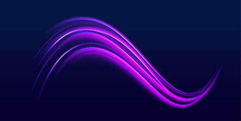 Leinwandbilder - Light dynamic effect. Curve light effect of purple line. Luminous blue circle. 