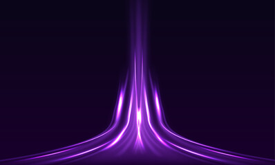 Leinwandbilder - Neon light rays background. Modern abstract high speed movement. Colourful dynamic motion on blue background. 