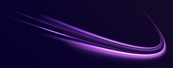 Leinwandbilder - The effect of speed on a blue background.  Abstract light lines of movement and speed with white color glitters.