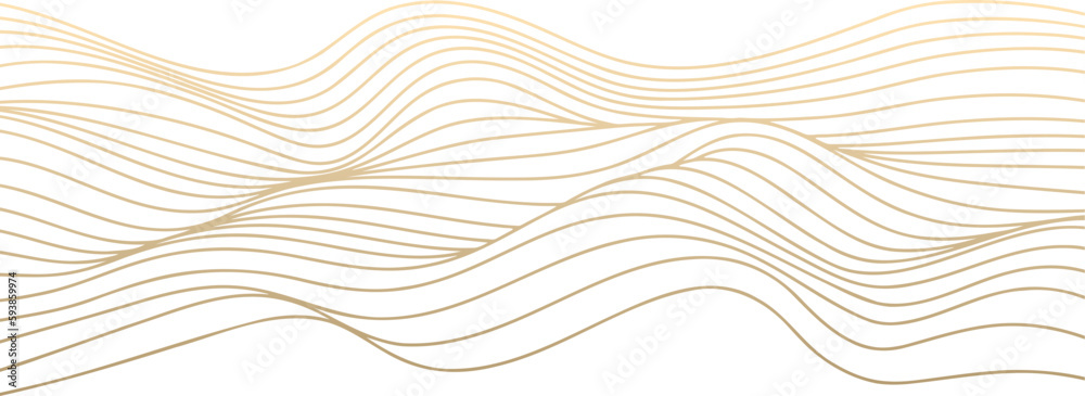 Vector abstract line art wavy flowing dynamic gold isolated on white ...