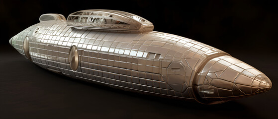 Wall Mural - spaceship, teardrop shaped mother of pearl textured, no external protrusions. 39 meters long. very s