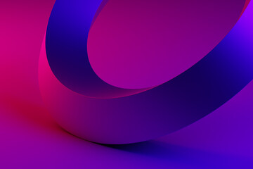 Poster - Abstract shape against purple  background, 3D illustration.  Smooth shape 3d rendering